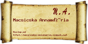 Macsicska Annamária névjegykártya